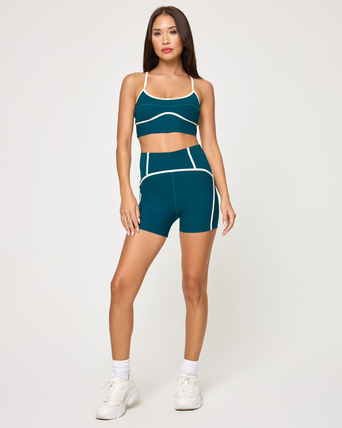 Revel Short - Deep Teal-Cream Deep Teal-Cream | Model: Jocelyn (size: S)