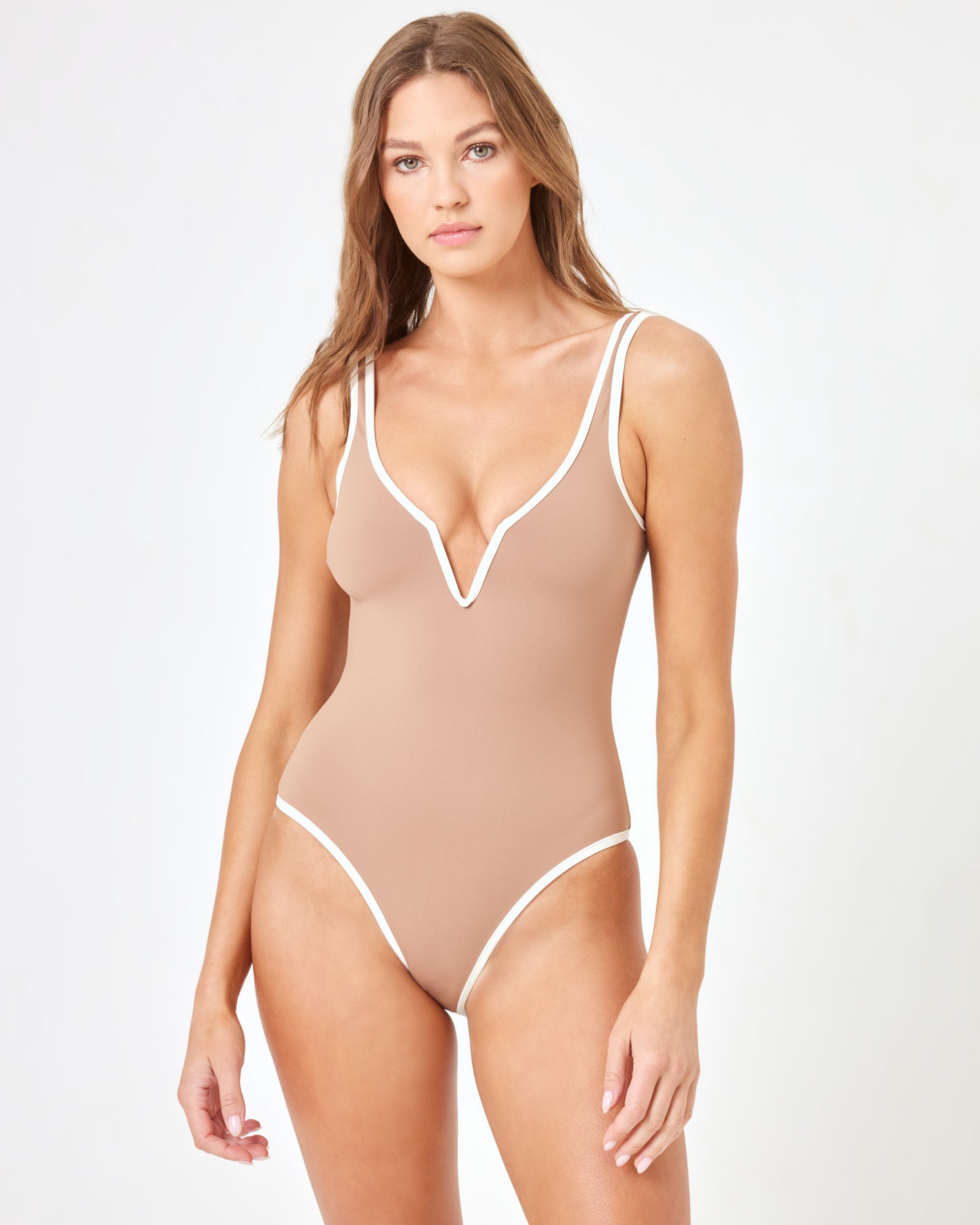 Coco One Piece Swimsuit - Saddle-Cream Saddle-Cream | Model: Daria (size: S)