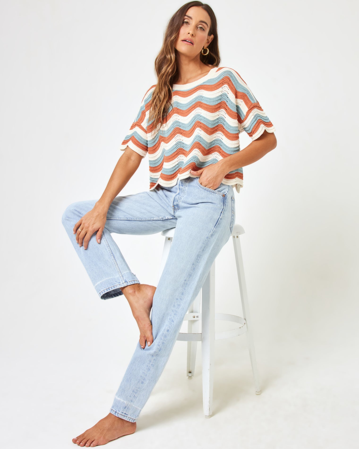 Make Waves Sweater - Del Mar Stripe Del Mar Stripe | Model: Anna (size: S)