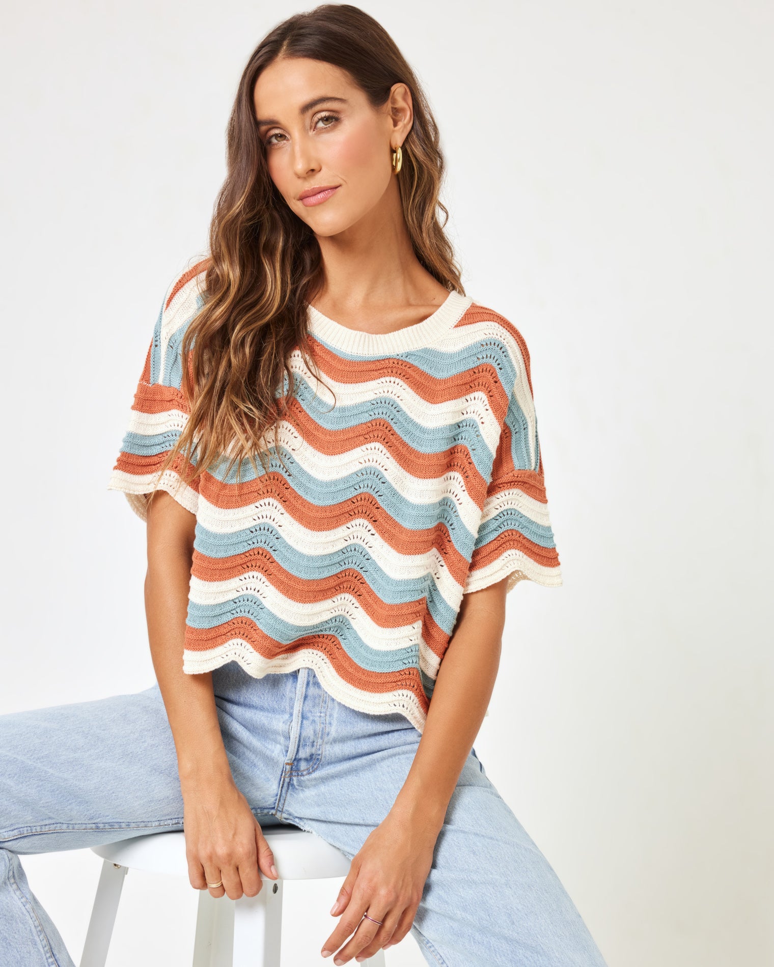 Make Waves Sweater - Del Mar Stripe Del Mar Stripe | Model: Anna (size: S) | Hover