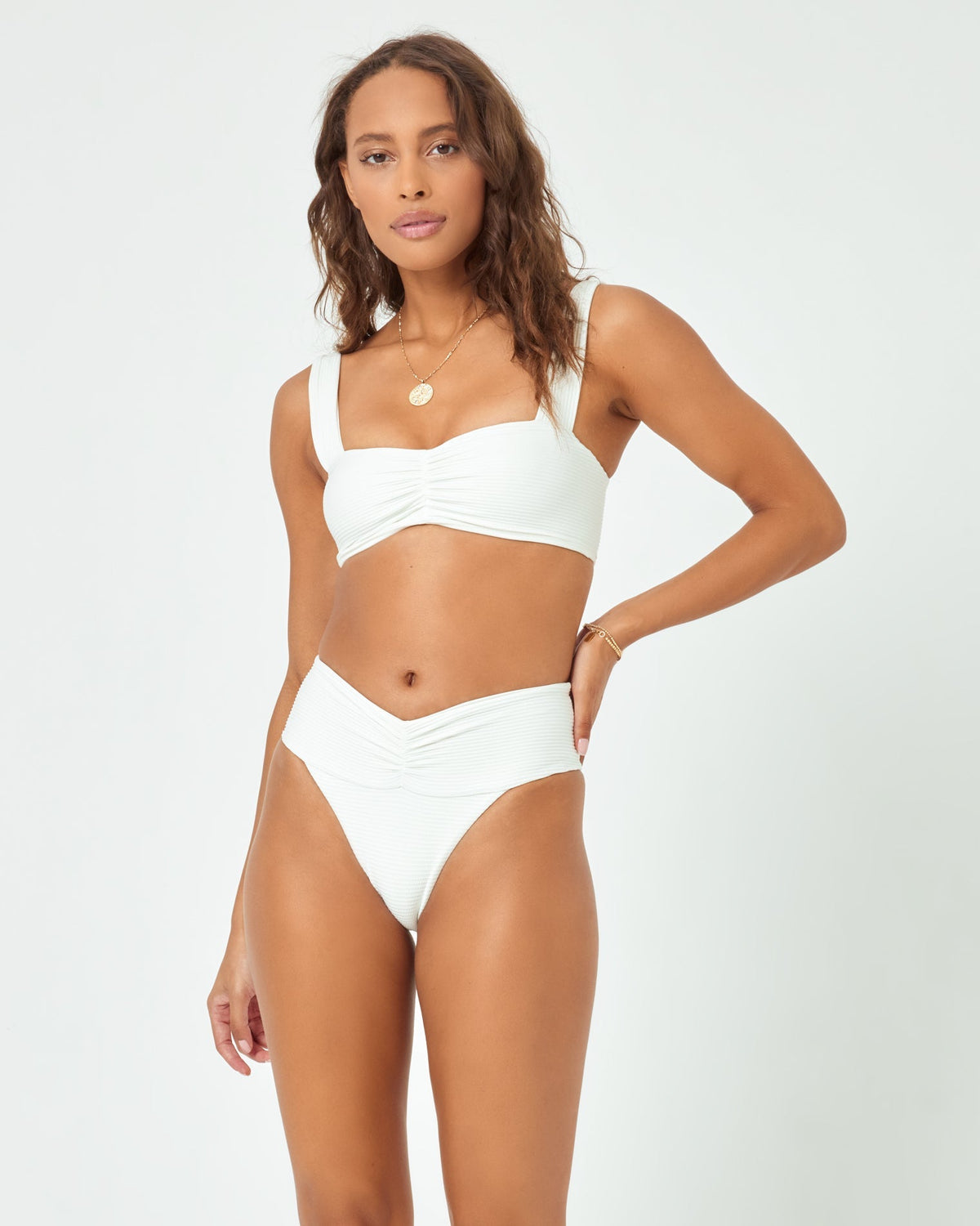 Eco Chic Repreve® Marlee Bikini Top - Cream Cream | Model: Natalie (size: S) | Hover