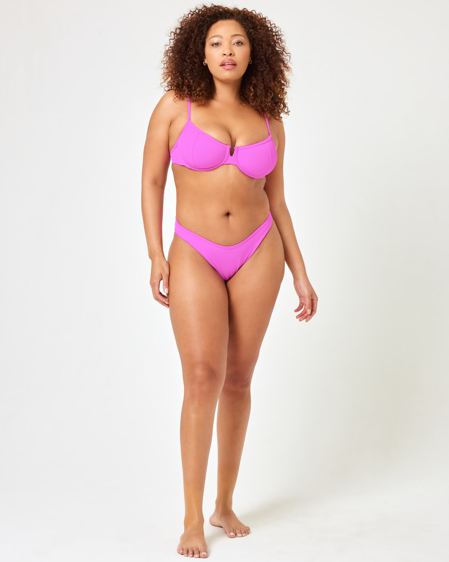 Ribbed Dominic Bikini Bottom - Bright Fuchsia Bright Fuchsia | Model: Amber (size: XL)