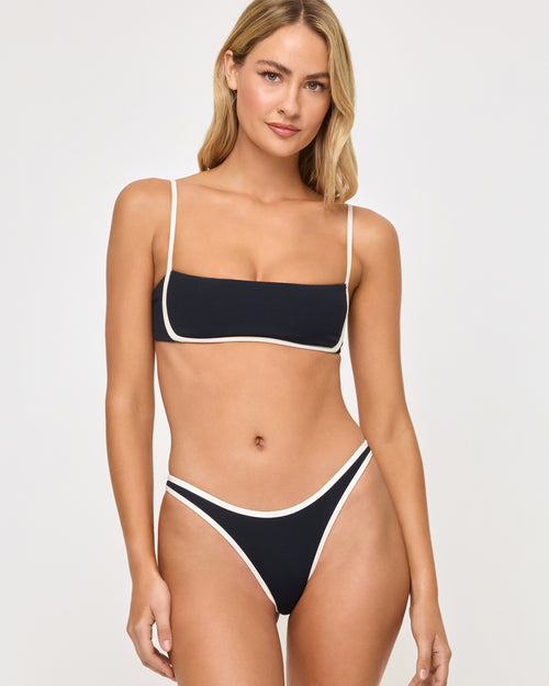 Hazel Bikini Top - Black-Cream