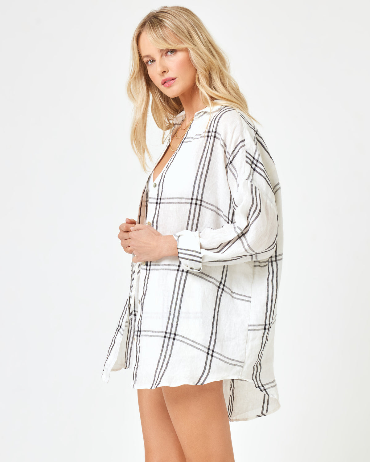 Rio Tunic - Late Mornings Plaid Late Mornings Plaid | Model: Lura (size: S)