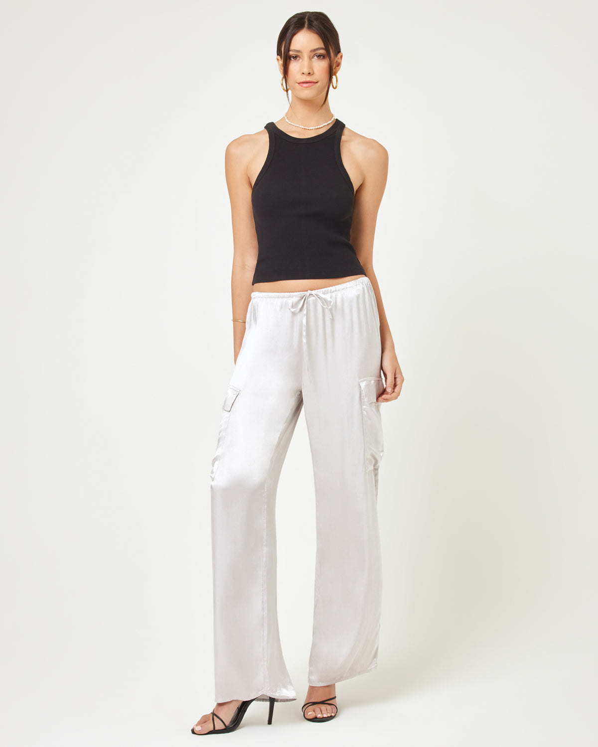 Sundown Cargo Pant - Silver Silver | Model: Kristen (size: S) 