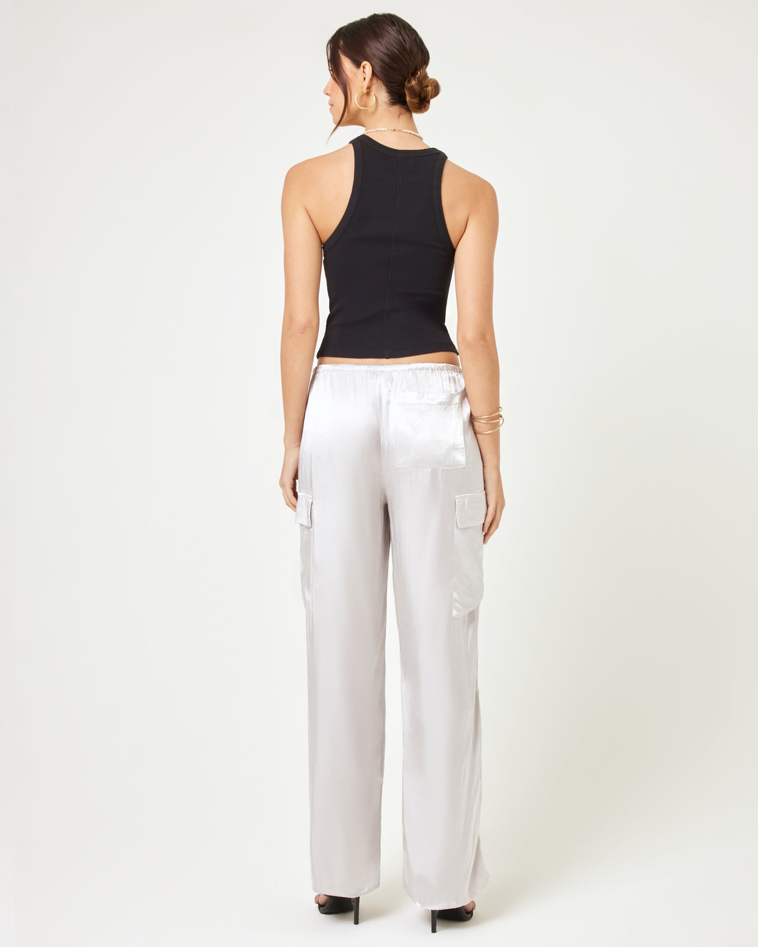 Sundown Cargo Pant - Silver Silver | Model: Kristen (size: S) 