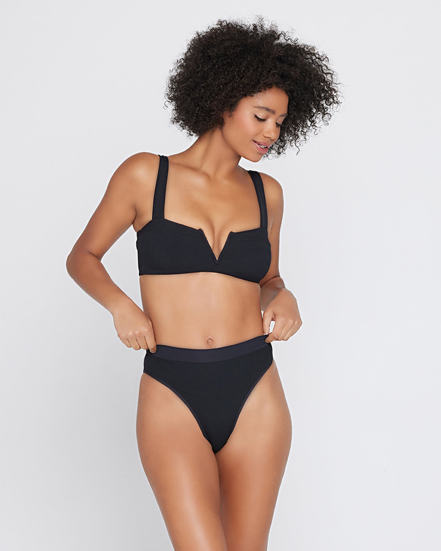 Textured Black Wire Support Bikini Top – Xandra Swimwear